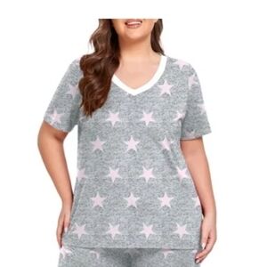 Women's Gray Star Print Sleepwear Top. Size 4X. Rayon. NWT.